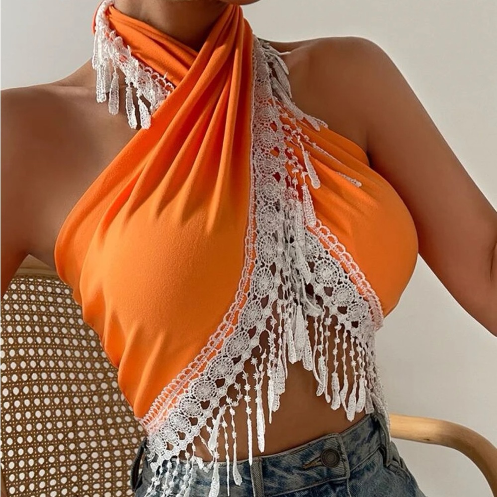 Fringe halter top